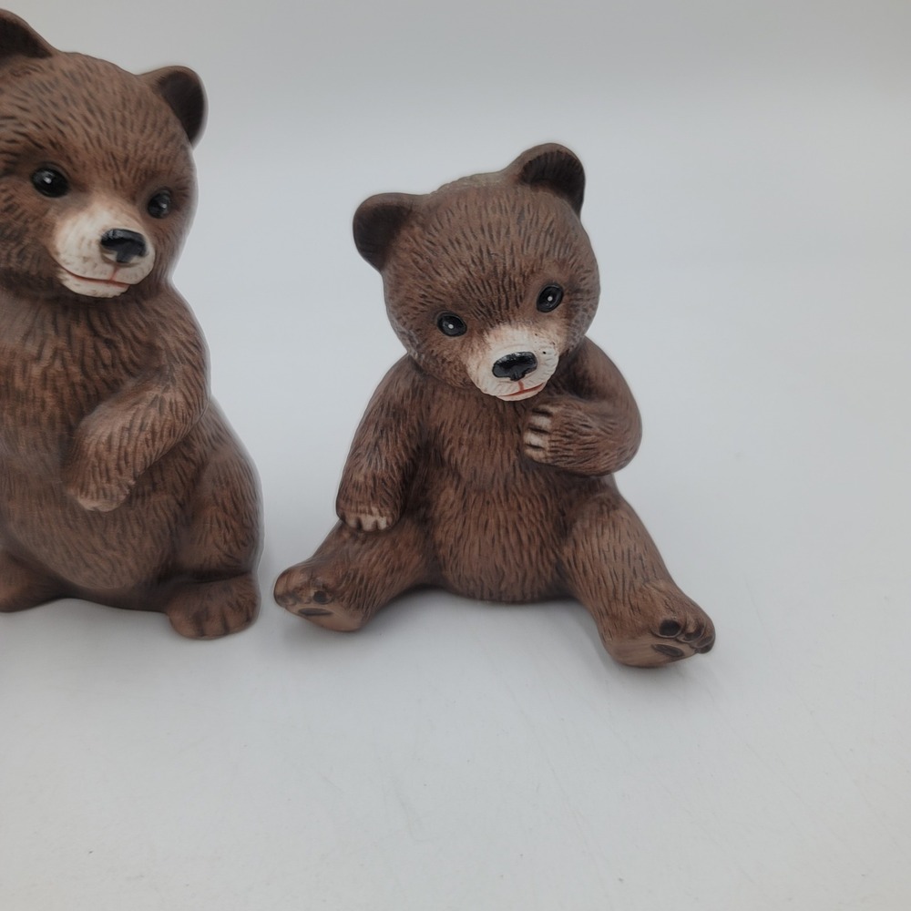 Vintage H&G Brown Bear Cub Figurines Set of 3 Ceramic Woodland Decor 1414 - Picture 4 of 5